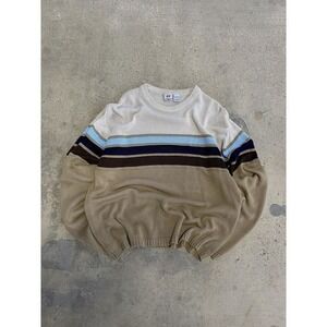 Vintage Anchor Blue Sweater Mens Large Striped Knit Pullover‎ 90s JNCO Skate Y2K